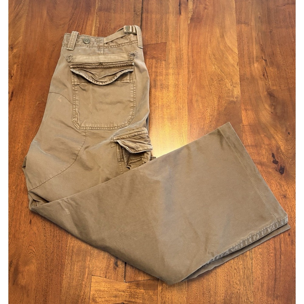 VTG Gap Military Cargo Pants Mens 38x29 Brown Buckle Double Knee Distressed Y2k